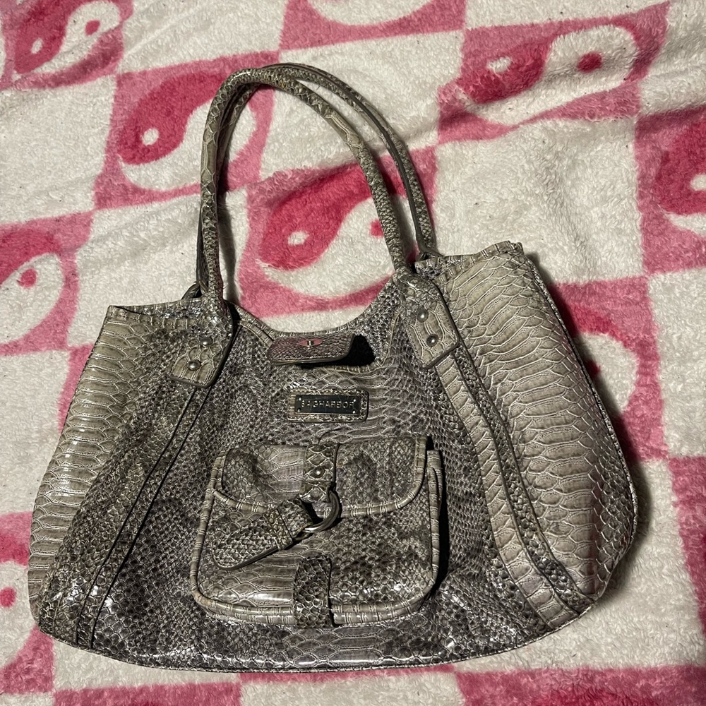 Gray Snakeskin Tote Bag
